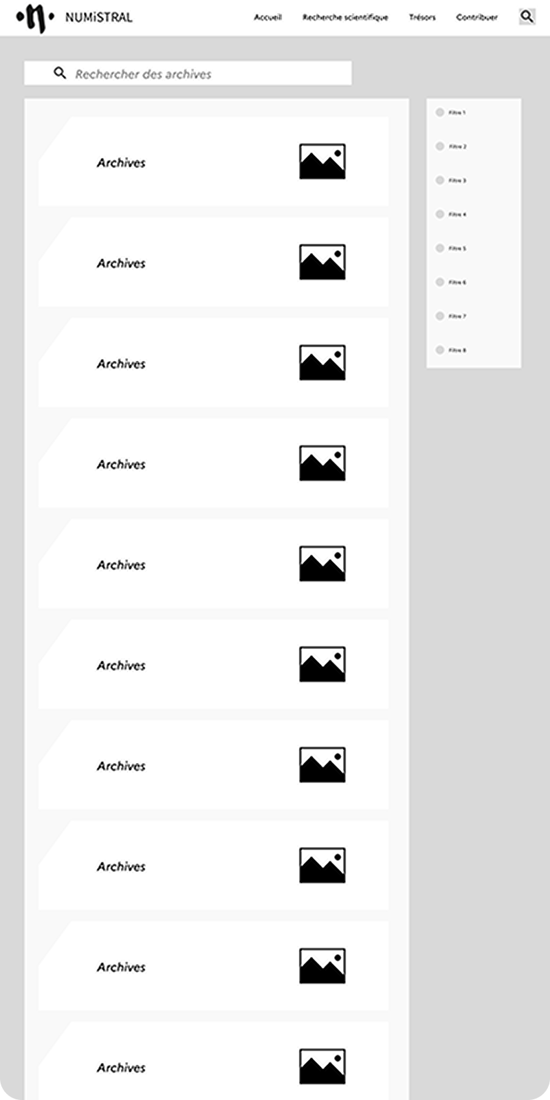 Autre vue de la page d'accueil du redesign de Numistral